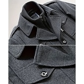 baratos Trench coat masculino-Homens Jaqueta de inverno gótica Peacoat Férias Diário Outono &amp; inverno Poliéster Térmico / Quente Vestível agasalhos Roupa Moda Clássico Tecido Bolsos Lapela Não Trespassado
