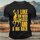 お買い得  メンズグラフィックTシャツ-男性用面白いハンティンググラフィックTシャツ：長い足と大きなラックのあるのが好きなユーモアTシャツ