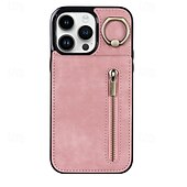 お買い得  iPhone用ケース-電話 ケース 用途 iPhone 16 Pro Max プラス iPhone 15 プロマックスプラス iPhone 14 13 12 11 Pro Max Plus Mini バックカバー スタンド付き バンカーリング ジッパ－ レトロ風 TPU PUレザー