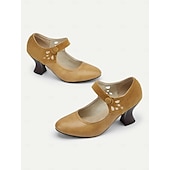 cheap 1930s-Women&#039;s 1930s Vintage Style Mary Jane Pumps with Cutout Design and Mid-Heel, Comfortable Dress Shoes for Office and Formal Events