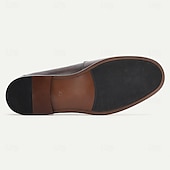 billiga Premium läder Loafers-Herr Tofflor och Slip-Ons Läder Italienskt fullkornigt kohud Bekväm Halksäker Loafers Kaffe