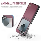 cheap Samsung Cases-Phone Case For Samsung Galaxy Z Flip 6 Z Flip 5 Back Cover Magnetic Support Wireless Charging Card Slot Retro TPU PU Leather