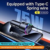 cheap Car Charger-2 Usb A/C Port 1 Type C Cable Car Charger 45W Type C Fast Charging And Usb Car Charger