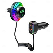 お買い得  車用Bluetoothキット/ハンズフリー-急速充電カーチャージャー、Bluetooth MP3プレーヤー、ロスレス音楽、電圧表示、音声コントロール、眩しい光の効果