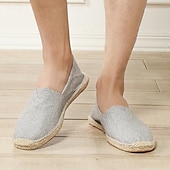 halpa Miesten loaferit ja nauhattomat kengät-miesten beige canvas espadrille-slip-on kengät juuttiköysipohjalla – mukavat kesäiset vapaa-ajan jalkineet