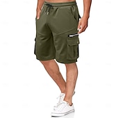 economico Scalda-muscoli-Per uomo Pantaloncini modello cargo Pantaloncini da sudore Bermuda A cordoncino Vita elastica Multi tasca Liscio Comfort Morbido Breve Esterno Interni Giornaliero Casuale / sportivo Athleisure Nero