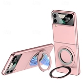 cheap Samsung Cases-Phone Case For Samsung Galaxy Z Flip 4 Back Cover with Stand Holder Shockproof Retro Tempered Glass PC