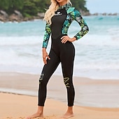 billiga Utslag-Dam Rash-guards Baddräkt UPF50+ Lättvikt Långärmad Kroppsdräkt Baddräkt Simmning Surfing Strand Vattensport Blommig Tryckt Sommar Vår Höst