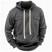 abordables sudaderas basicas hombre-Hombre Sudadera Sudadera con capucha de lana Sudadera táctica con capucha Negro Verde Ejército Caqui Gris Ligero Gris Oscuro Con Capucha Plano Bolsillo Casual Diario Ropa de calle Básico Casual