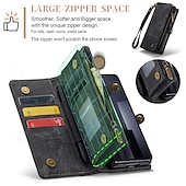 cheap Samsung Cases-Phone Case For Samsung Galaxy Z Fold 6 Z Fold 5 Z Fold 4 Wallet Case with Stand Holder Zipper with Wrist Strap Retro TPU PU Leather