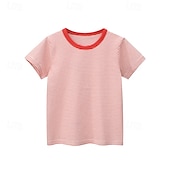 abordables T-shirts et chemises-Paquets multiples 3 pièces Garçon Col Ras du Cou Manches courtes T shirt T-shirt Rayure Vacances Usage quotidien 100% Coton Printemps été