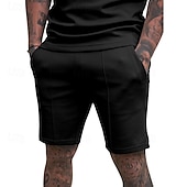 abordables Pantalones cortos de sudor-Hombre Pantalones cortos de sudor Pantalón corto Pantalones cortos de verano Bermudas Correa Cintura elástica Plano Comodidad Transpirable Corto Diario Carrera Gimnasia Deportes Ropa Deportiva Negro