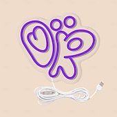 abordables Lampes néon led-Panneau lumineux au néon lumineux Olivia, lumière LED violette à intensité variable, interrupteur alimenté par USB, parfait pour la chambre à coucher, le salon, le dortoir universitaire, la décoration de la chambre des filles, cadeau unique, décorations m