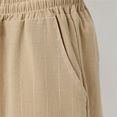baratos Feriado-Homens Calção Shorts de linho Shorts de verão Shorts de praia Bolsos Com Cordão Cintura elástica Listra Conforto Respirável Comprimento do joelho Ao ar livre Feriado Praia Férias Casual Preto Branco