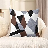 baratos estilo geométrico-Capa de almofada decorativa com padrão argyle 1 peça, capa de almofada quadrada macia, fronha para quarto, sala de estar, sofá, cadeira, preto, cinza, branco, vermelho, verde