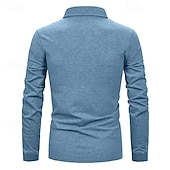 preiswerte Klassisches Poloshirt für Herren-Herren Golfhemd Golf Poloshirts Arbeit Casual Kargen Langarm Basic Modern Farbblock Patchwork Knopf Frühling &amp; Herbst Regular Fit Königliches Blau Blau Dunkelgrau Khaki Hellgrau Hellblau Golfhemd