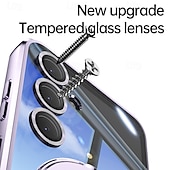 economico Cover Samsung-Custodia per telefono per Samsung Galaxy S24 Ultra S24 Plus S24 FE S25 Ultra con supporto per stand ricarica wireless placcatura retro magnetica