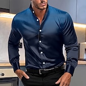 economico Camicie eleganti da uomo-Per uomo Camicia con colletto a fascia Camicia in raso Camicie Liscio Matrimonio Esterno Bianco Rosso Blu marino Arancione Manica lunga Estate Primavera Abbigliamento