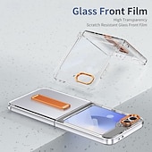 cheap Samsung Cases-Phone Case For Samsung Galaxy Z Flip 7 Z Flip 6 Z Flip 5 Z Flip 4 Z Flip 3 Back Cover with Stand Holder Magnetic Support Wireless Charging Retro TPU PC