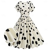 preiswerte Kleider-Retro Vintage 1950er Hepburn Kleid Ausgestelltes Kleid Tupfen Blume / Blumenmuster Kostüm Damen Maskerade Veranstaltung / Fest Junggesellinnenabschiedsparty Festival Erwachsene Kleid