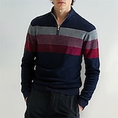 abordables Pull col rond-Homme Pull Pulls à quart de zip Pull en tricot A côtes Tricoter Hauts réguliers Tricoté Bloc de couleur Demi fermeture éclair Mode Décontractées Vacances Usage quotidien Vêtement Tenue Automne hiver