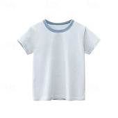 abordables T-shirts et chemises-Paquets multiples 3 pièces Garçon Col Ras du Cou Manches courtes T shirt T-shirt Rayure Vacances Usage quotidien 100% Coton Printemps été