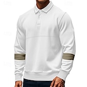 cheap Men&#039;s Classic Polo-Men&#039;s Golf Shirt Golf Polos Shirts Work Casual Lapel Long Sleeve Basic Modern Color Block Patchwork Buttons Spring &amp;  Fall Regular Fit Black White Army Green Khaki Gray Golf Shirt