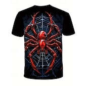halpa Poikien Halloween-asut-Poikien 3D Kuvitettu SPIDER T-paita Lyhythihainen Kesä Kevät Muoti Perus Lapset 4-12 vuotta Tiukka pyöreä kaula-aukko ulko- Kausaliteetti Päivittäin Normaali