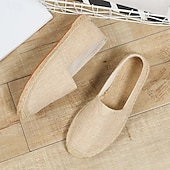 halpa Miesten loaferit ja nauhattomat kengät-miesten beige canvas espadrille-slip-on kengät juuttiköysipohjalla – mukavat kesäiset vapaa-ajan jalkineet