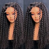 cheap Human Hair Lace Front Wigs-Human Hair 5x5 Closure 13x4 Lace Front Wig Free Part Brazilian Hair Kinky Curly Black Wig 130% 150% Density with Baby Hair Natural Hairline 100% Virgin Glueless Pre-Plucked For Women Long Human Hair