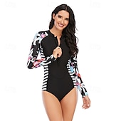 abordables Lycra de surf-Femme Maillot Anti UV Maillot de bain 1 pièce Protection solaire UV UPF50+ Poids Léger manche longue Spandex Le Maillot de corps Maillot de bain Zip sur le devant Natation Surf Plage Sports nautiques