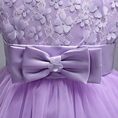 economico Abiti da damigella-Abito da damigella d&#039;onore bambina bambini Da ragazza Abito da principessa Prestazioni Matrimonio Feste Elegante Bellissimo Retato Tinta unica Senza maniche Girocollo Grigio Rosso bordeaux 4 anni +