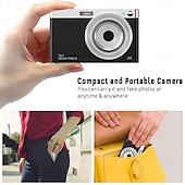abordables Caméras d&#039;action-Caméscope vidéo numérique 4K 50MP Écran IPS 2,88 pouces Mise au point automatique Zoom 16x Anti-tremblement Détection du visage Capture du sourire