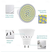 お買い得  LEDスポットライト-10個gu10 LEDスポットライト電球 - AC 220V、2835 SMD LEDランプ、48/60/80 LED、家庭やオフィス用の省エネ屋内照明