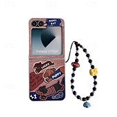 cheap Samsung Cases-Phone Case For Samsung Galaxy Z Flip 7 Z Flip 6 Z Flip 5 Z Flip 4 Z Flip 3 Back Cover with Wrist Strap Shockproof Retro Oxford Cloth PC
