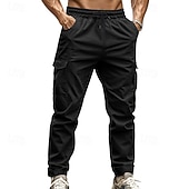 baratos Calças Cargo-Men's Joggers Trousers Cargo Sweatpants Pocket Drawstring Elastic Waist Plain Comfort Sports Outdoor Daily Fashion Casual ArmyGreen Black Micro-elastic