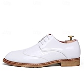 baratos Formal-Sapatos oxford masculinos de couro sintético envernizado branco com padrão de crocodilo e sola de madeira - calçados formais elegantes para casamentos e eventos especiais