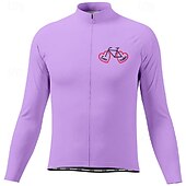 billiga Tröjor för män-Herr Cykeltröja Grafisk Bokstav &amp; Nummer Långärmad Cykel T-shirt Tröja med 3 bakfickor Bergscykling Snabb tork Anatomisk design Uppsugande Andningsfunktion sporter Mörkrosa Vit Rosa Kläder