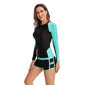 olcso Kiütés őrök-Női Rashguard fürdőruha UV Napvédelem UPF50+ Könnyű Hosszú ujj Spandex Fürdőruha 2 db Cipzár Úszás Szörfözés Tengerpart Vízi sportok Kollázs Nyomtatott Nyár Tavasz Ősz
