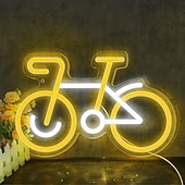 رخيصةأون إضاءات نيون LED-لافتة نيون للدراجة بسيطة، لافتة نيون للدراجة 5 فولت تعمل بالطاقة عبر USB للديكور المنزلي، غرفة المعيشة، ديكور المنزل، ديكور تمثال للطاولة الجانبية، ديكور جداري فني للدراجة