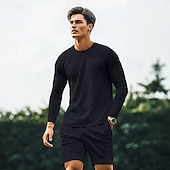 olcso Férfi Basic Tees szettek-Férfi Gofri ing 2 darab Póló öltönyök Teniszing Rövid ujjú Rövid nadrág Terített nyak Nyár Színes Testedző Alkalmi 2 db Vakáció Hétköznapi viselet Sportruházat Fekete Fehér Férfi felső póló