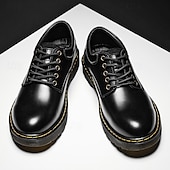 economico Semi-formale-scarpe stringate da uomo in similpelle nera con cuciture gialle, resistenti sneakers casual per il lavoro e l&#039;uso quotidiano