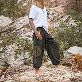 cheap Bottoms-Retro Vintage Medieval Renaissance Pirate Pants Pirate Viking Solid Color Men&#039;s Pirate Halloween Carnival Vacation Casual Daily LARP Adults&#039; Pants Spring &amp; Summer