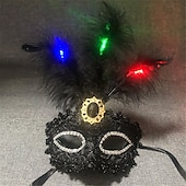 economico Luci decorative-maschera luminosa a led di carnevale con piume mezza faccia maschera da principessa maschera per gli occhi festa decorazione regalo 1 pz