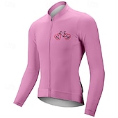 billiga Tröjor för män-Herr Cykeltröja Grafisk Bokstav &amp; Nummer Långärmad Cykel T-shirt Tröja med 3 bakfickor Bergscykling Snabb tork Anatomisk design Uppsugande Andningsfunktion sporter Mörkrosa Vit Rosa Kläder