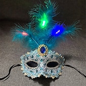 economico Luci decorative-maschera luminosa a led di carnevale con piume mezza faccia maschera da principessa maschera per gli occhi festa decorazione regalo 1 pz