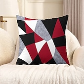 baratos estilo geométrico-Capa de almofada decorativa com padrão argyle 1 peça, capa de almofada quadrada macia, fronha para quarto, sala de estar, sofá, cadeira, preto, cinza, branco, vermelho, verde