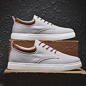 economico Sneakers da uomo-sneakers da uomo in tela marrone chiaro con design allacciato, scarpe casual eleganti e comode per l&#039;uso quotidiano