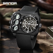 Недорогие Цифровые часы-SANDA Мужчины электронные часы На открытом воздухе Мода Повседневные часы Наручные часы Светящийся будильник С тремя часовыми поясами Календарь ТПУ Часы
