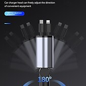 ieftine Încărcător Auto-Încărcător auto retractabil 4 în 1 cablu usb tip c pentru iphone samsung cablu de încărcare rapidă adaptor brichetă